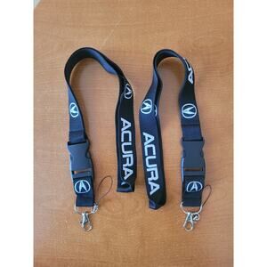 (X2) Best Car Key Holder Brand Acura Black One Size Lanyards with Metal Clips